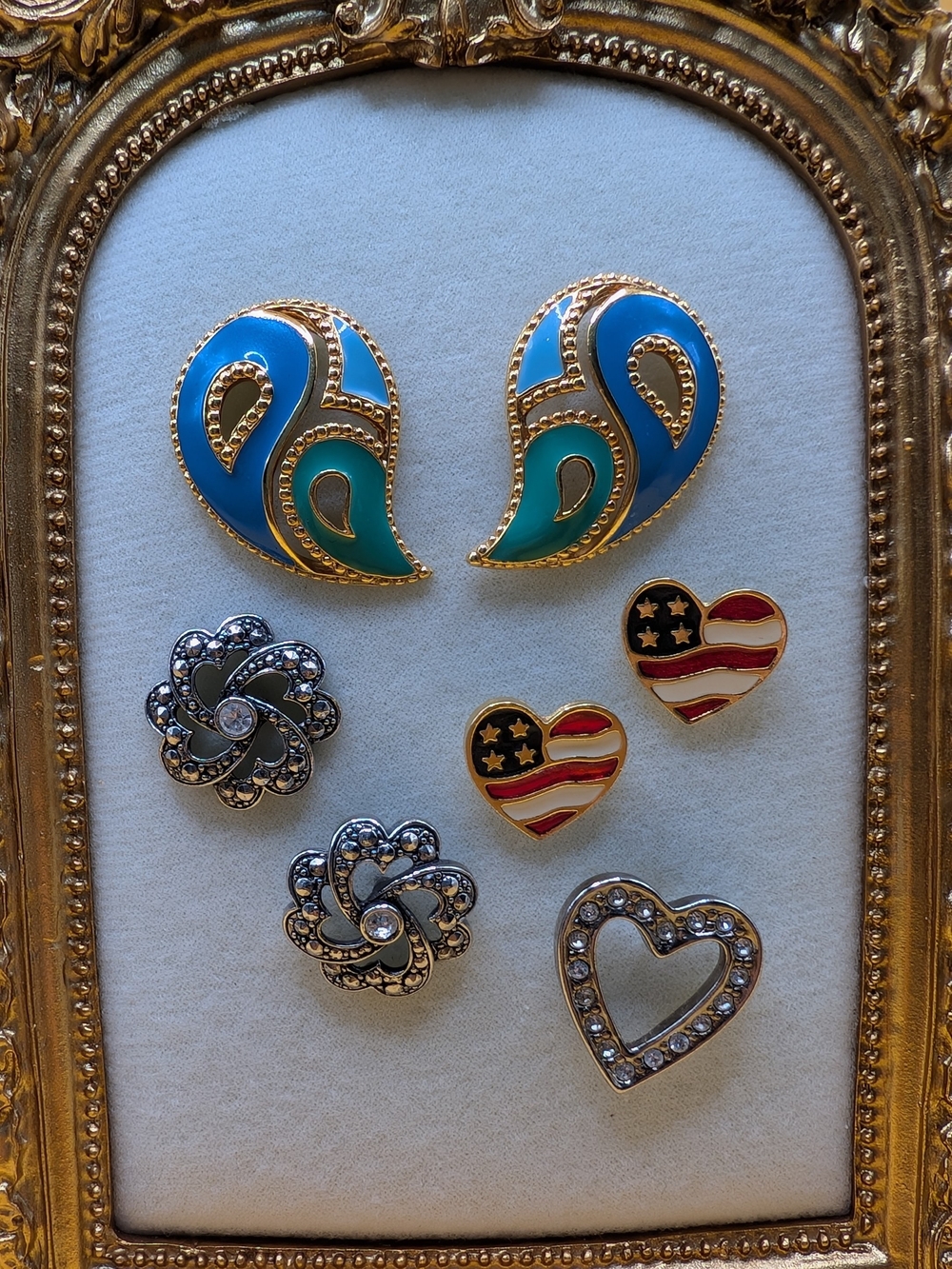 Gold-Tone Blue & Teal Enamel Paisley Earrings - Women Accessories